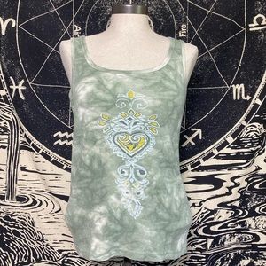 Graphic tie dye acid wash tank top